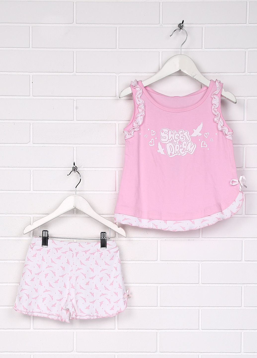 Розовая всесезон пижама (майка, шорты) Bimba