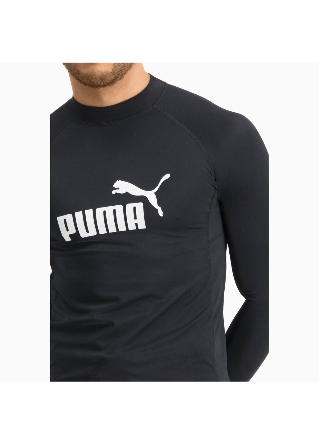 Чорна футболка з довгими рукавами Puma Swim Men Long Sleeve Rash Guard
