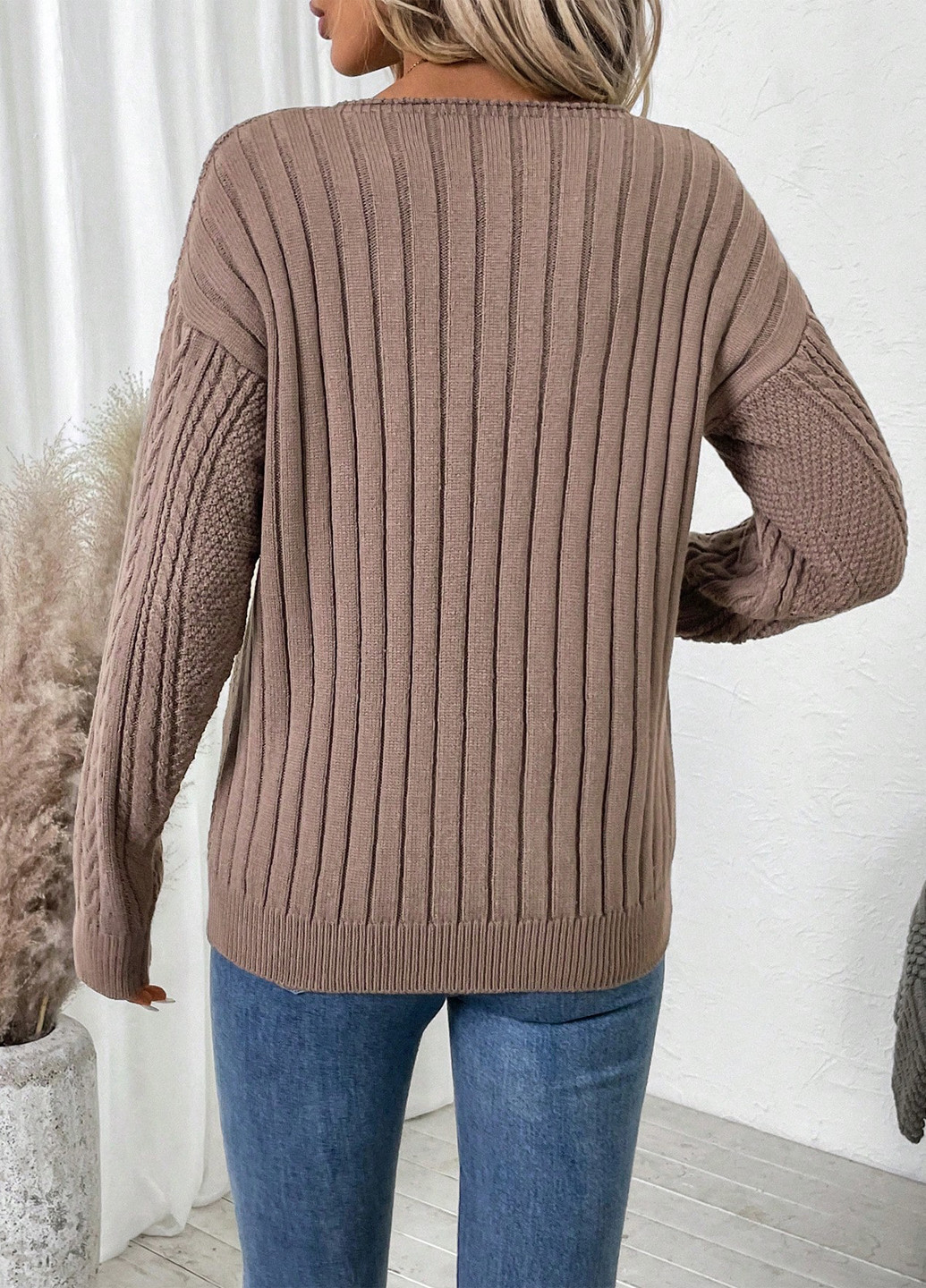 Розово-коричневый демисезонный пуловер пуловер SHEIN