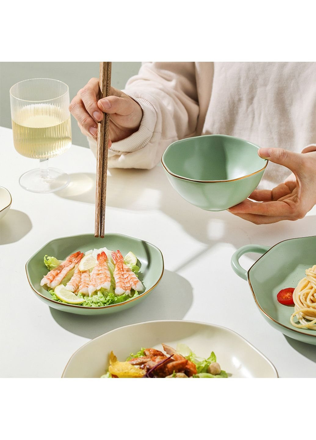 Салатник керамический 6769 15 см зеленый No Brand (253786601)