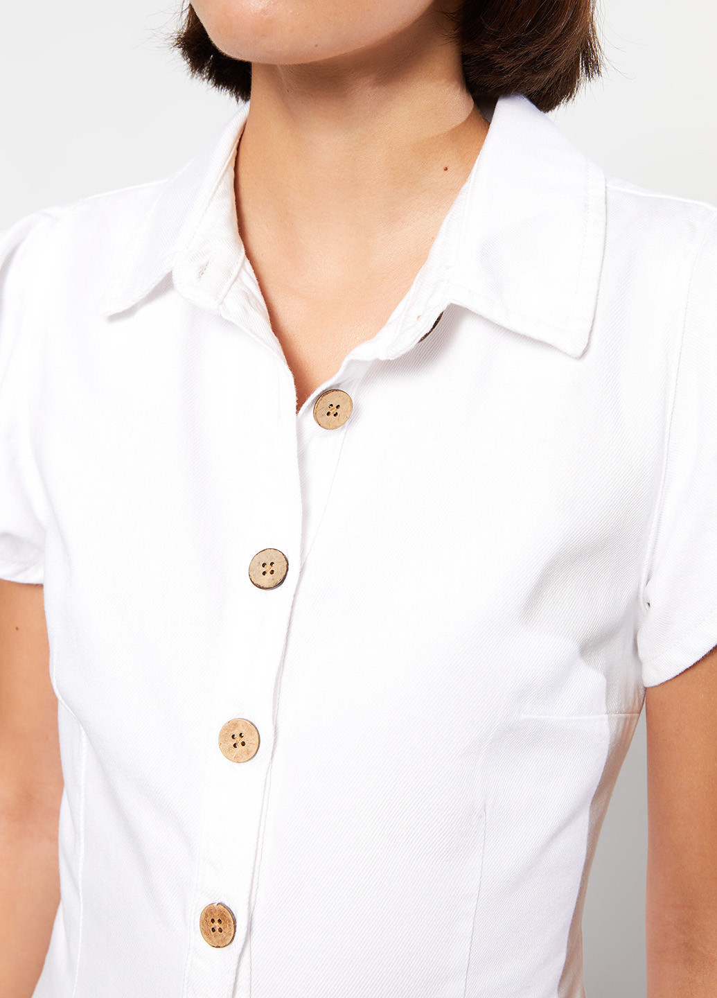 Белое джинсовое платье рубашка LC Waikiki однотонное