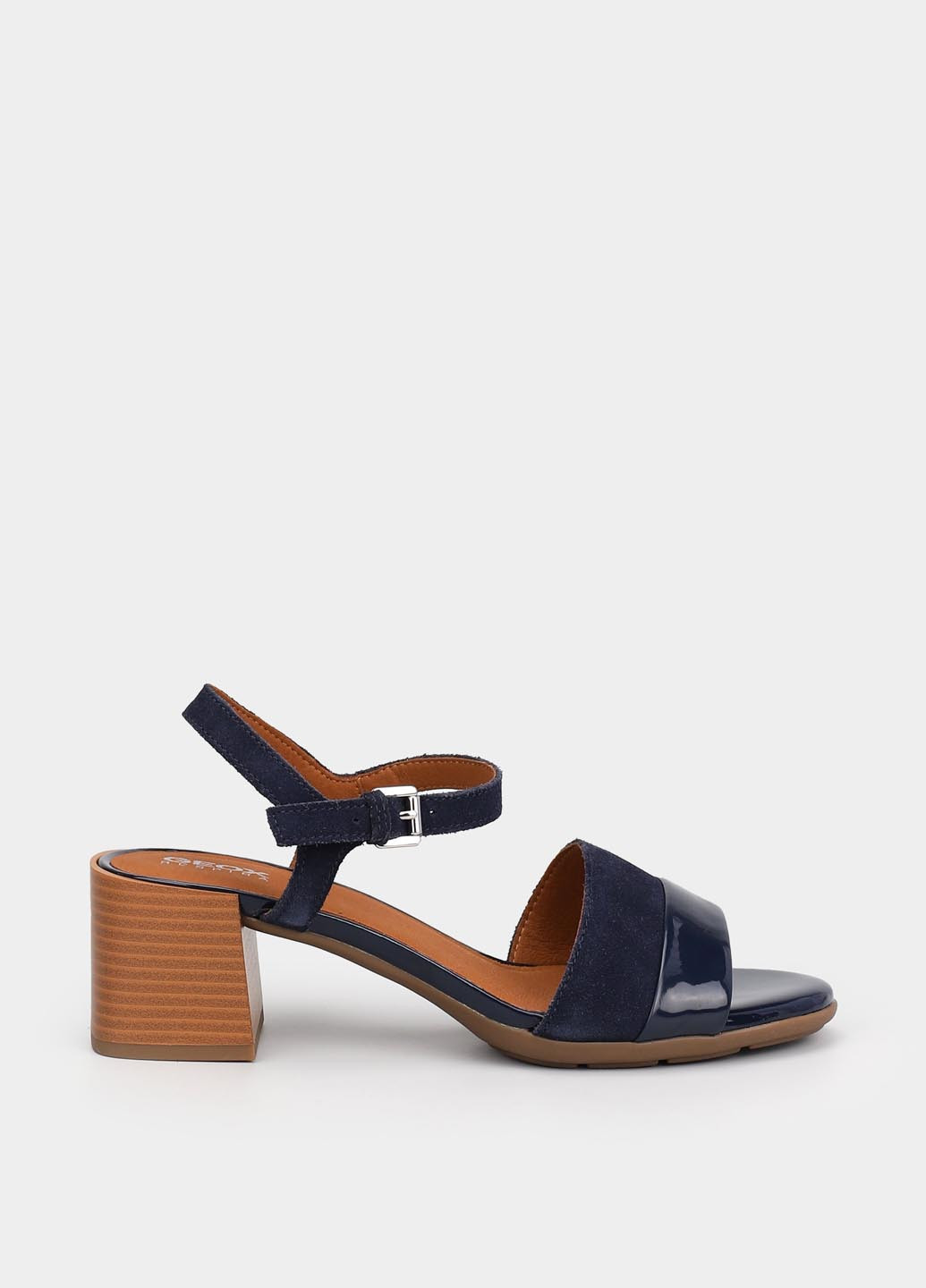 Темно-синие босоножки Geox с ремешком лаковые