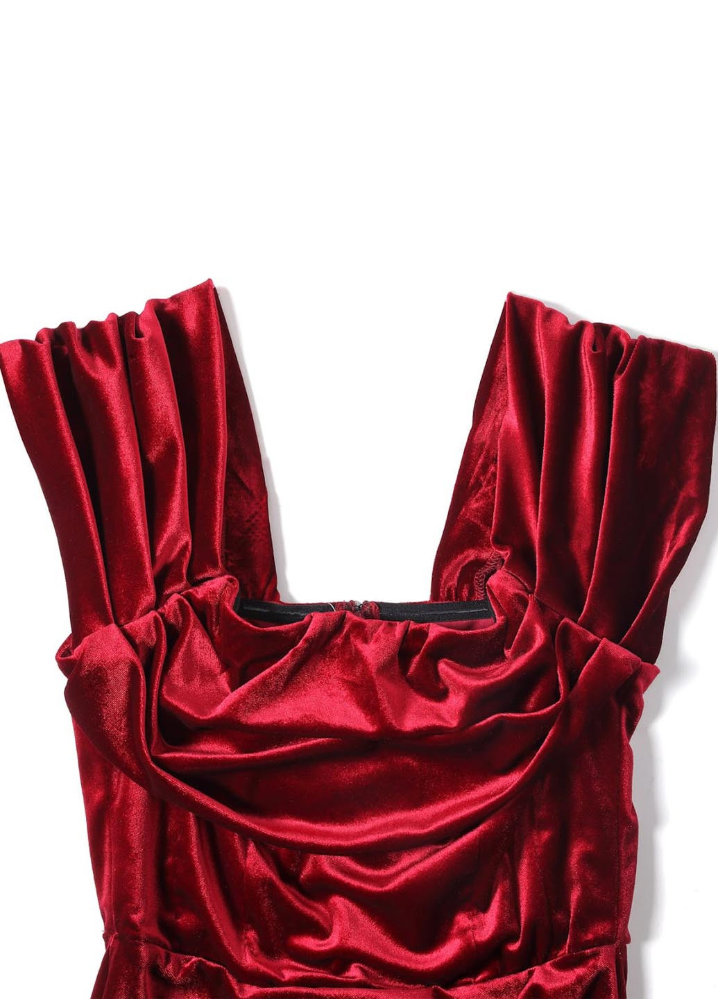 Бордовое вечернее платье годе, на запах, с открытой спиной, с открытыми плечами, со шлейфом SHEIN однотонное