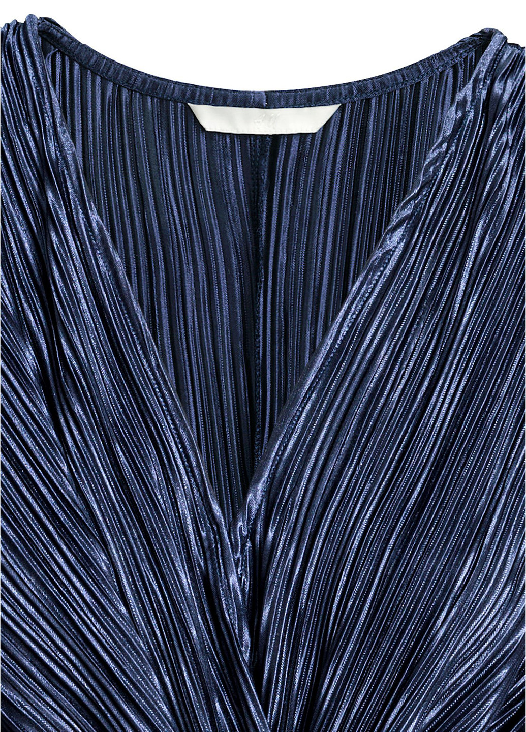 Темно-синее коктейльное платье на запах, плиссированное H&M однотонное
