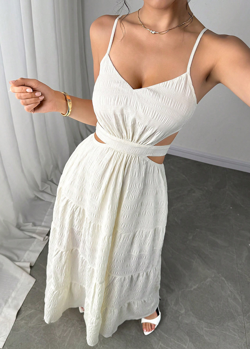 Белое кэжуал платье SHEIN однотонное