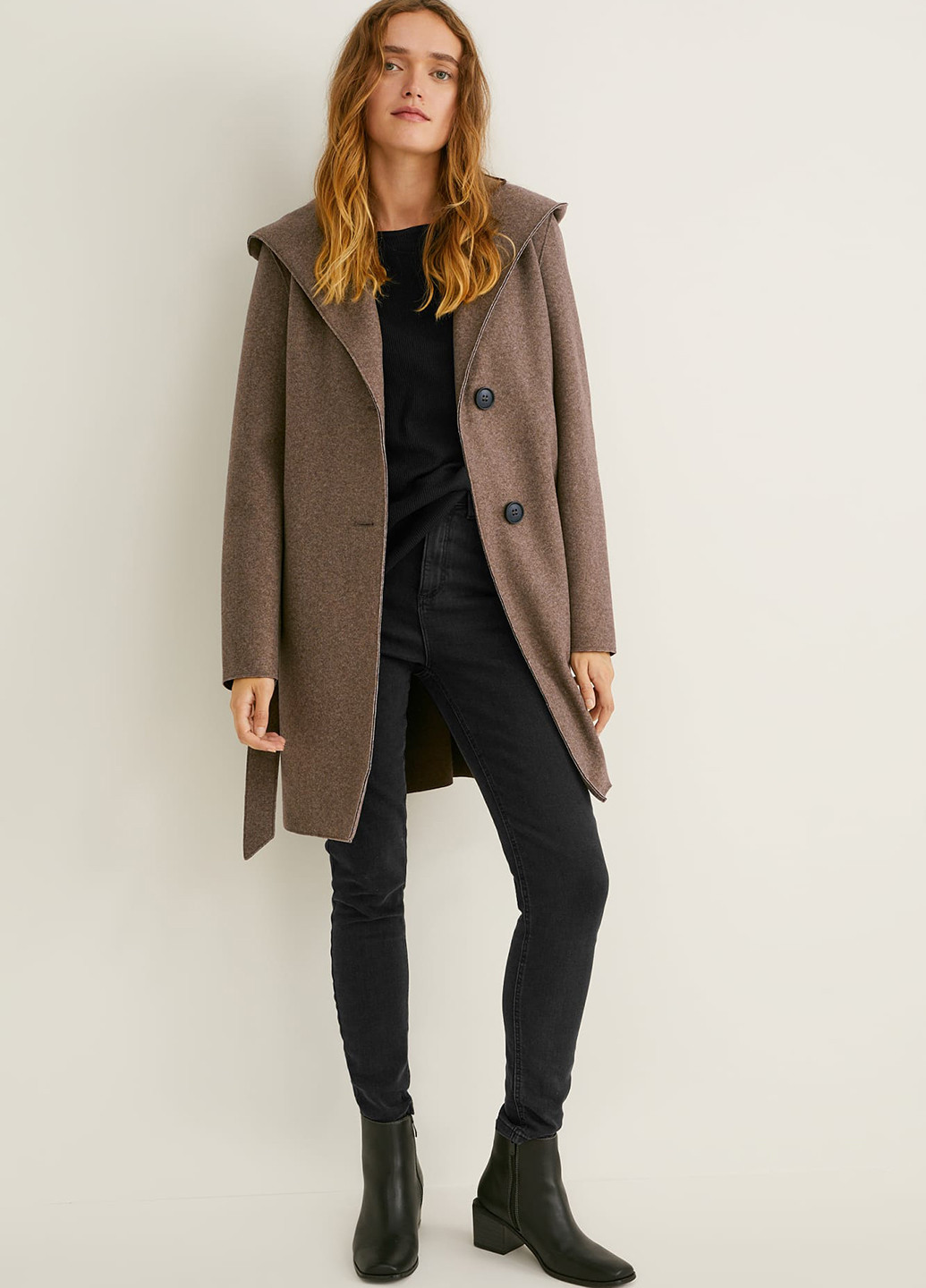 Темно-бежеве демісезонне Пальто однобортне C&A