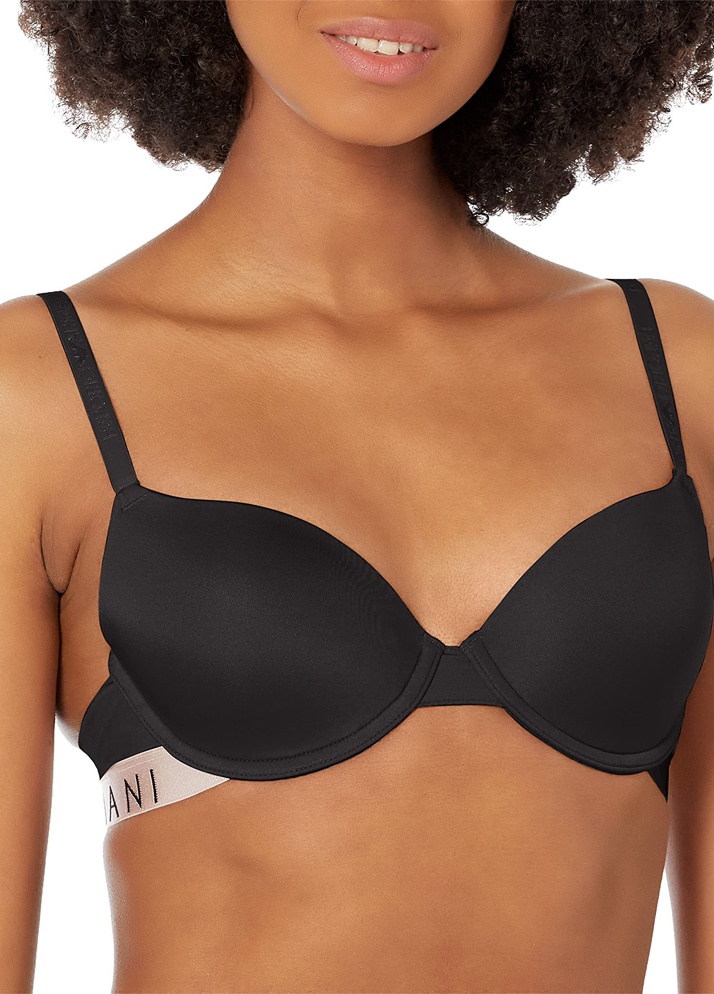 Чорний балконет бюстгальтер Emporio Armani з кісточками поліамід