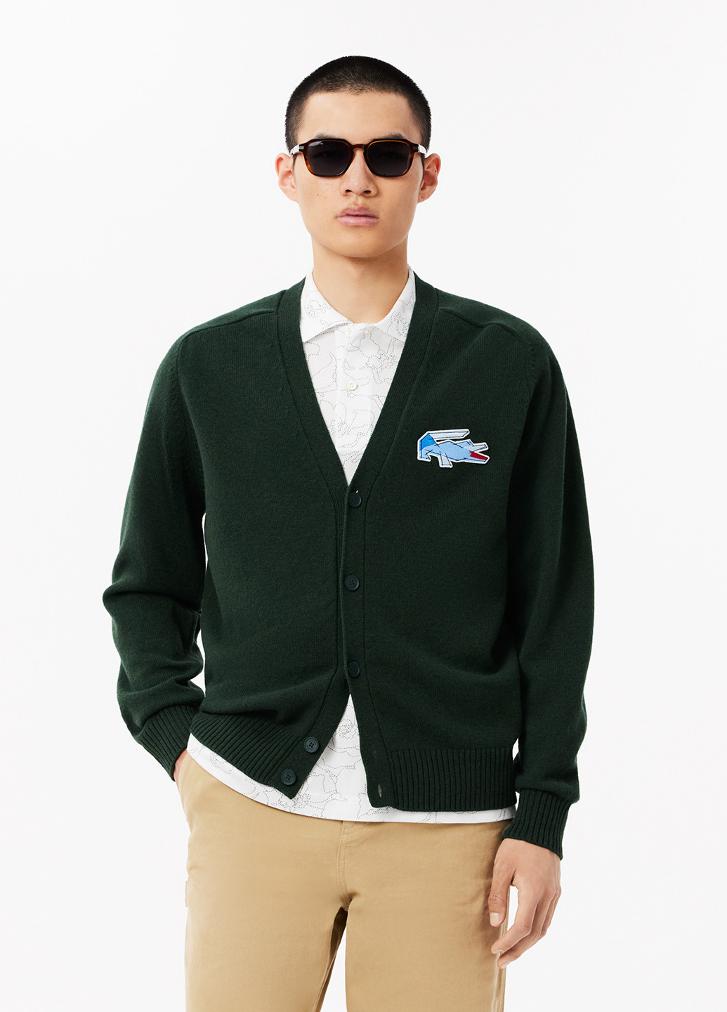 Темно-зеленый демисезонный кардиган Lacoste