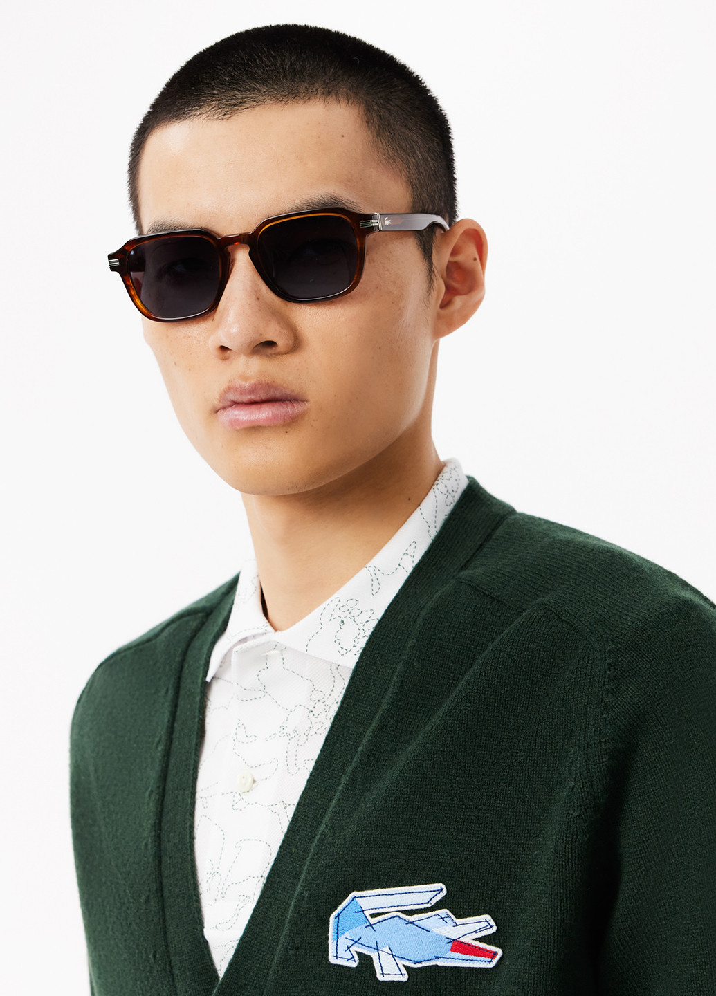 Темно-зеленый демисезонный кардиган Lacoste