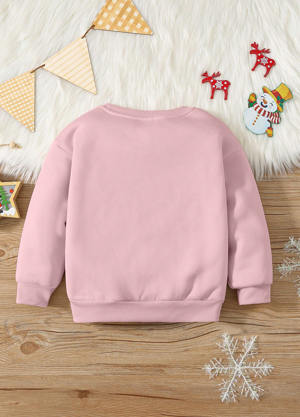 SHEIN свитшот новогодний розовый кэжуал полиэстер, трикотаж