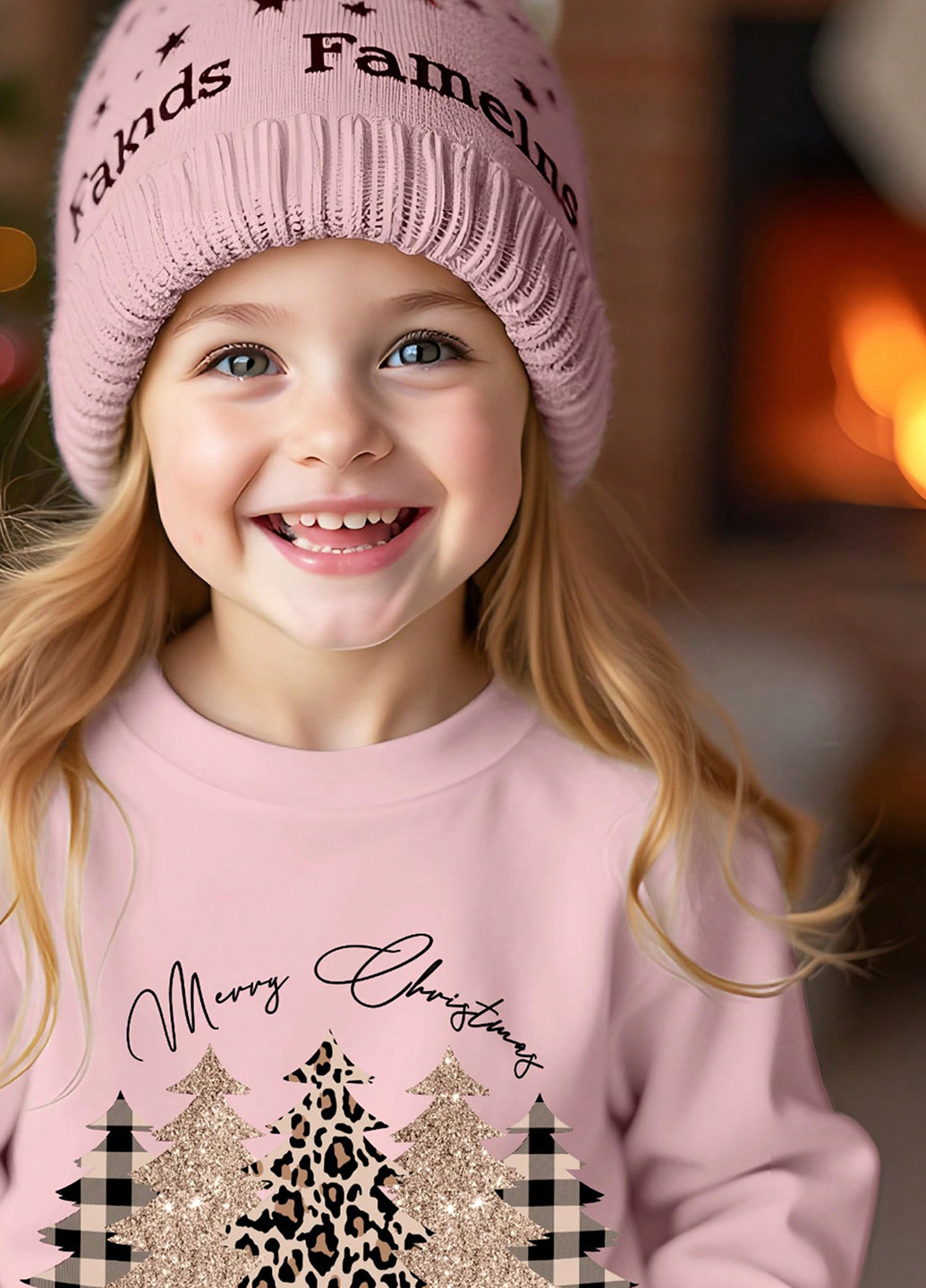 SHEIN свитшот новогодний розовый кэжуал полиэстер, трикотаж