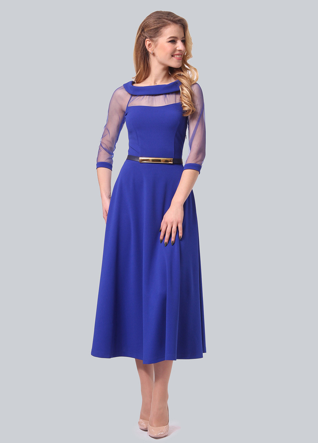 Синя коктейльна сукня, сукня кльош Agata Webers однотонна