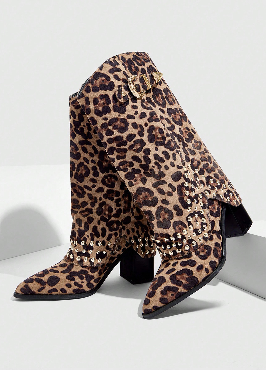 Осенние сапоги казаки SHEIN с пряжкой, с камнями