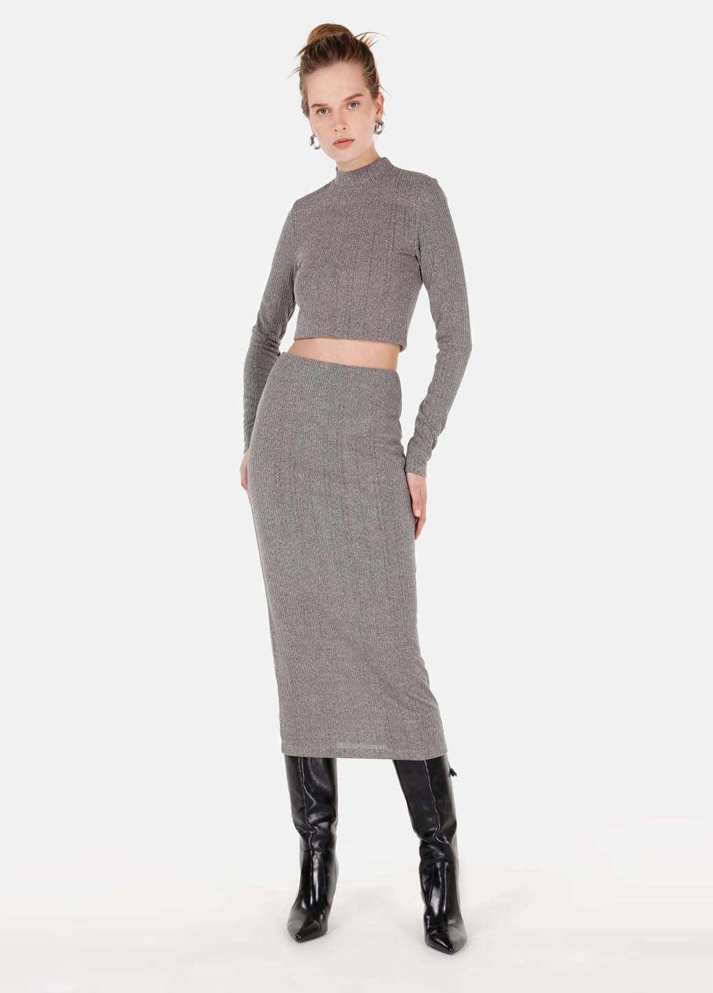 Серая праздничный, офисная, кэжуал однотонная юбка Colin's карандаш