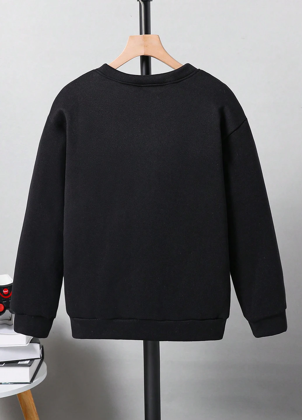 SHEIN світшот новорічний чорний кежуал поліестер, трикотаж з начосом