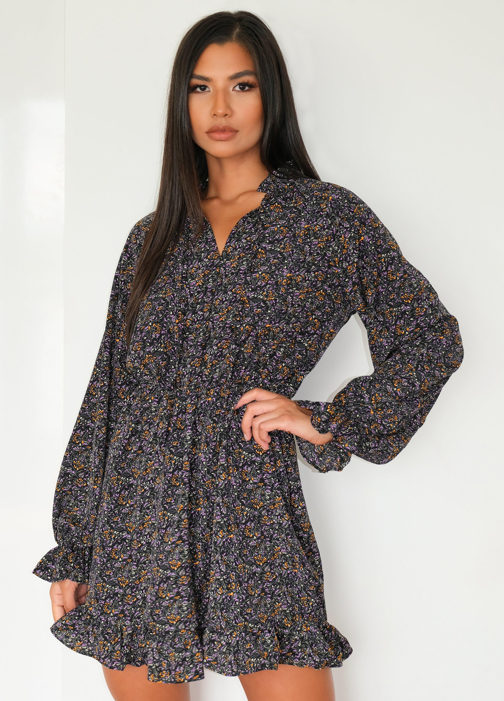 Черное кэжуал платье Missguided с цветочным принтом