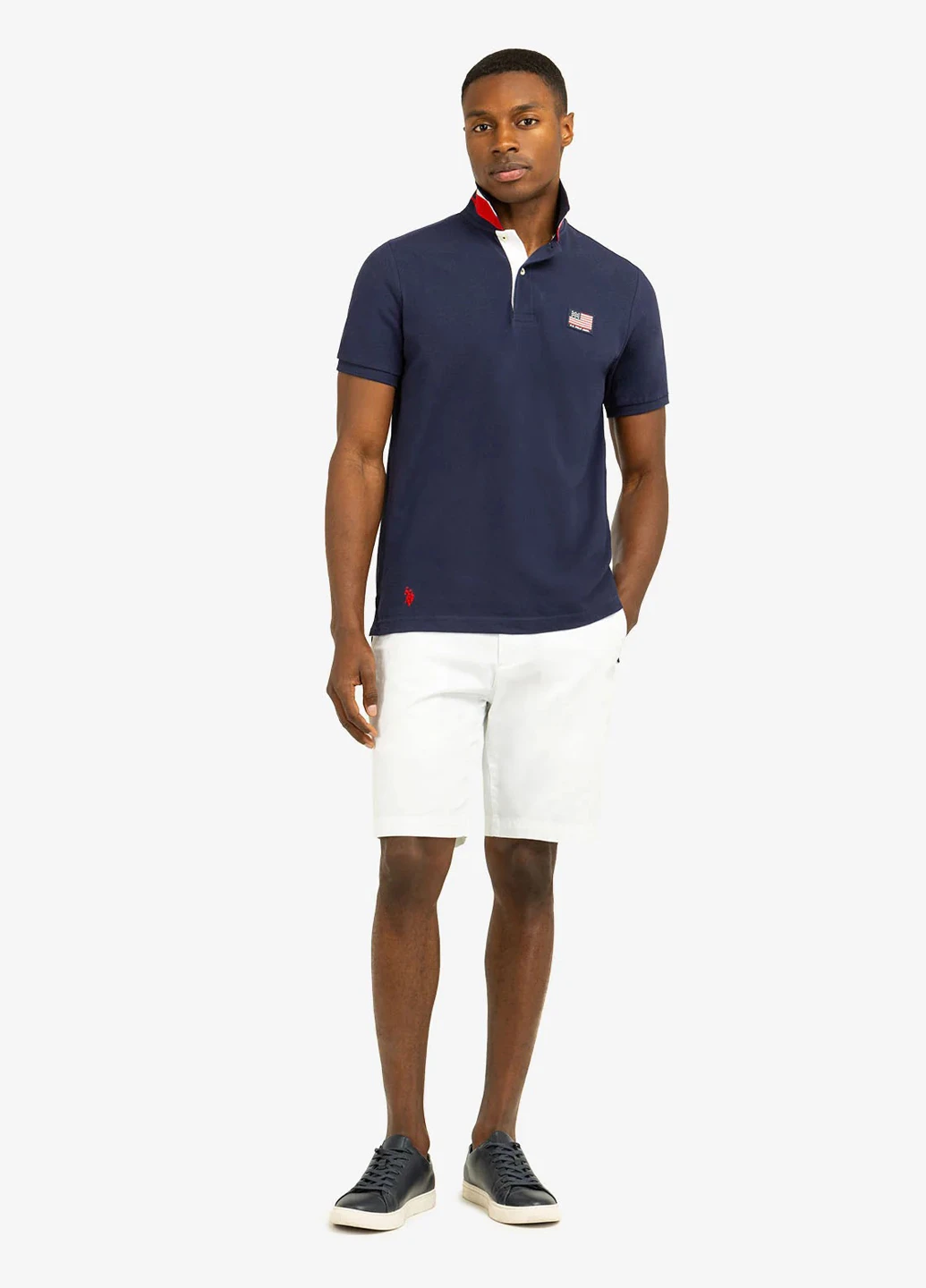 Синяя футболка-поло для мужчин U.S. Polo Assn. однотонная