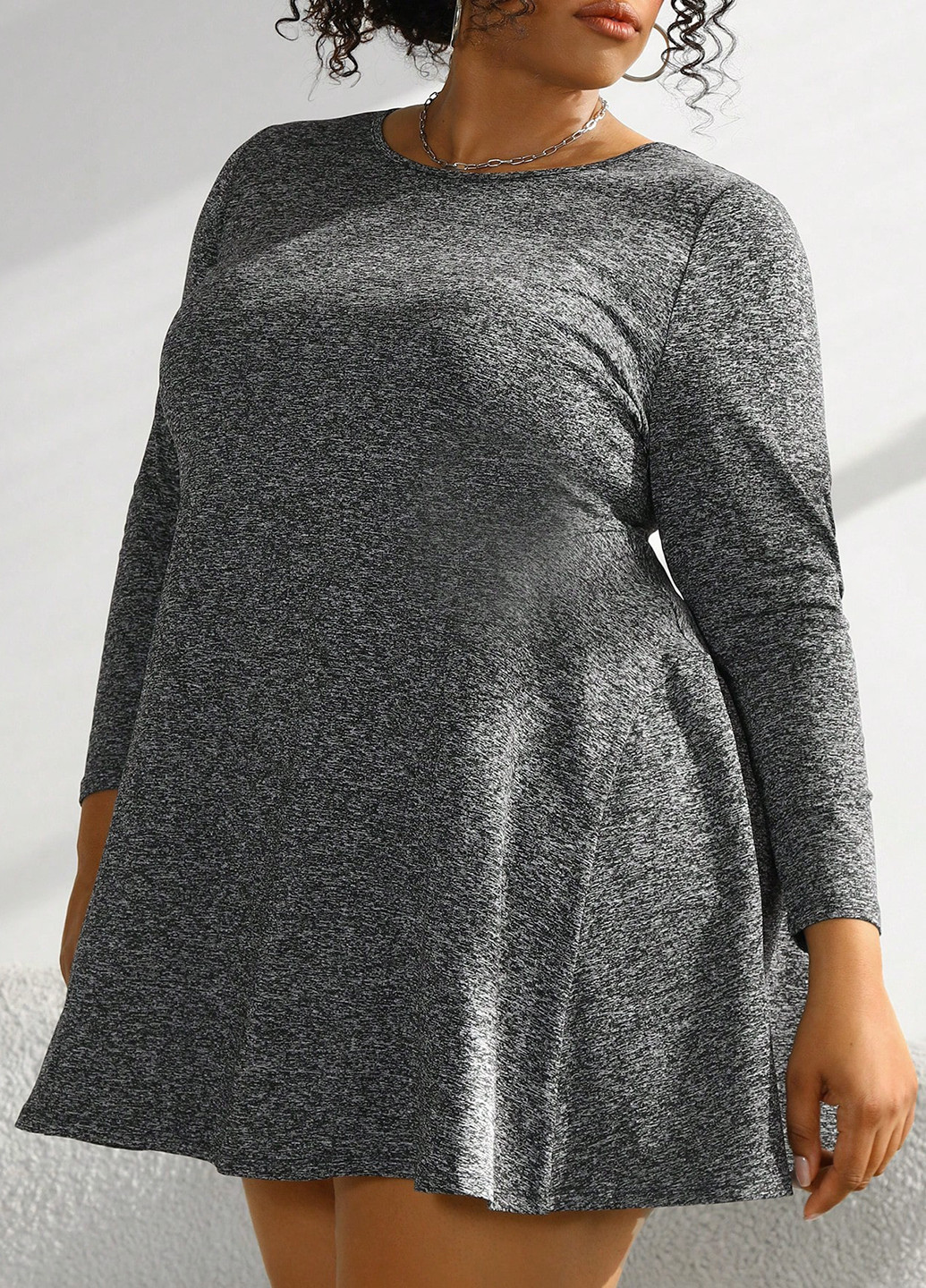 Сіра кежуал сукня кльош, а-силует SHEIN меланжева