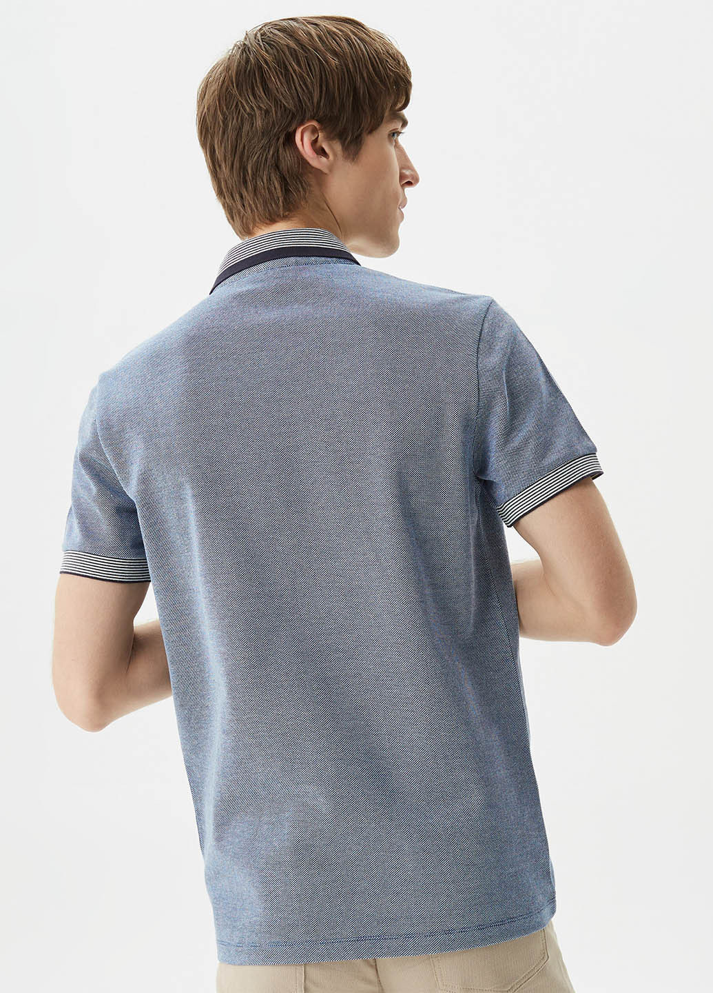 Серо-синяя футболка-поло для мужчин Lacoste меланжевая