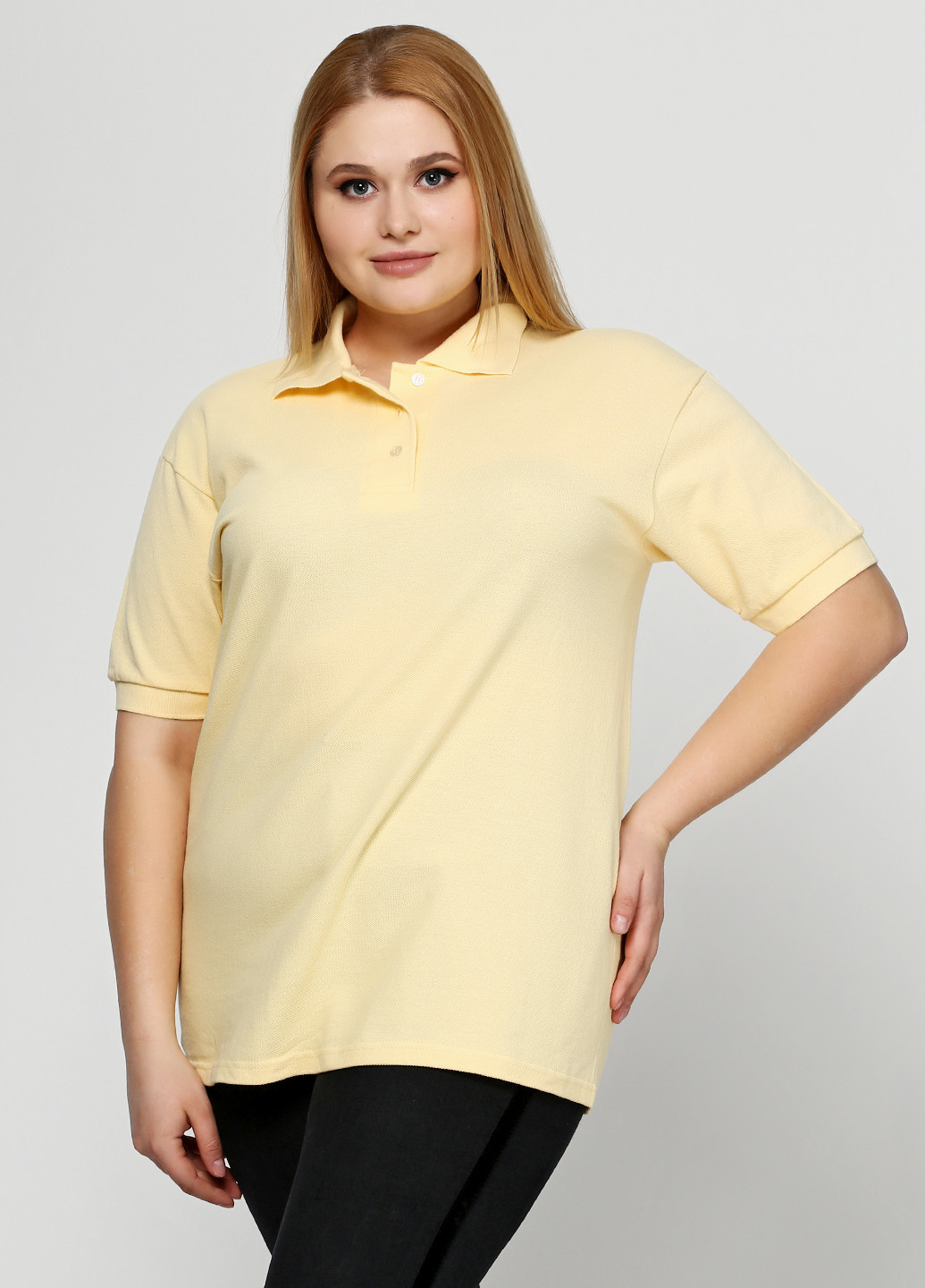 Светло-желтая женская футболка-поло Cotton DeLuxe