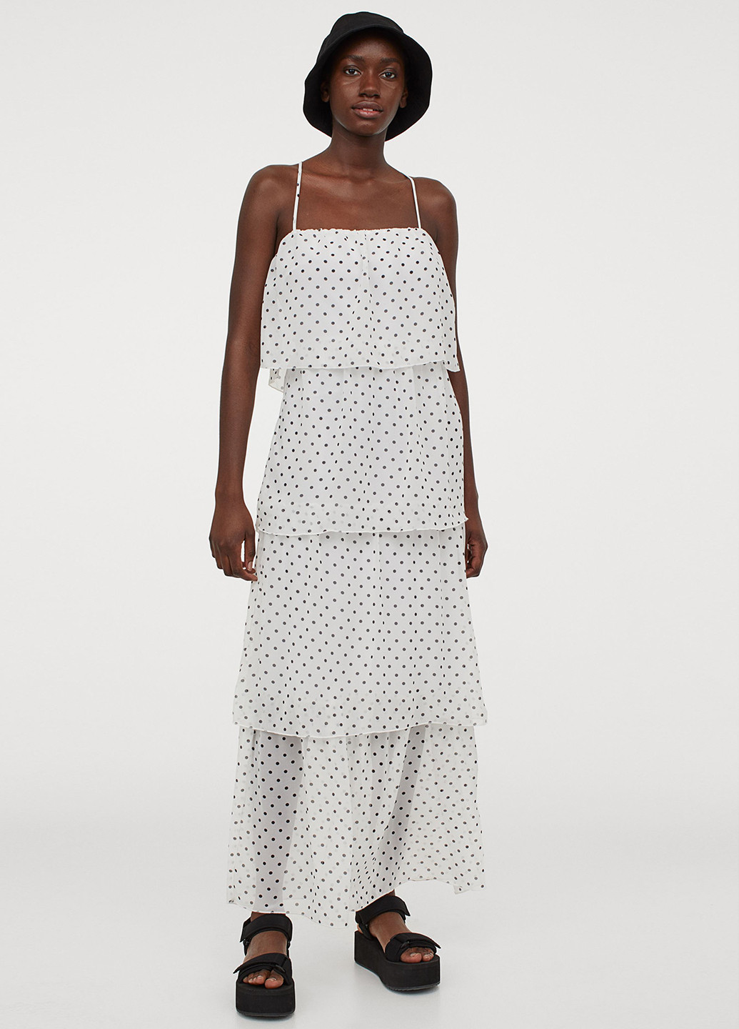 Белое кэжуал платье H&M в горошек