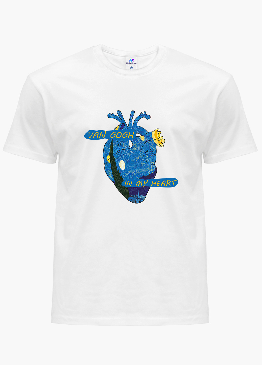 Белая футболка мужская сердце винсент ван гог (vincent van gogh) белый (9223-2950) xxl MobiPrint