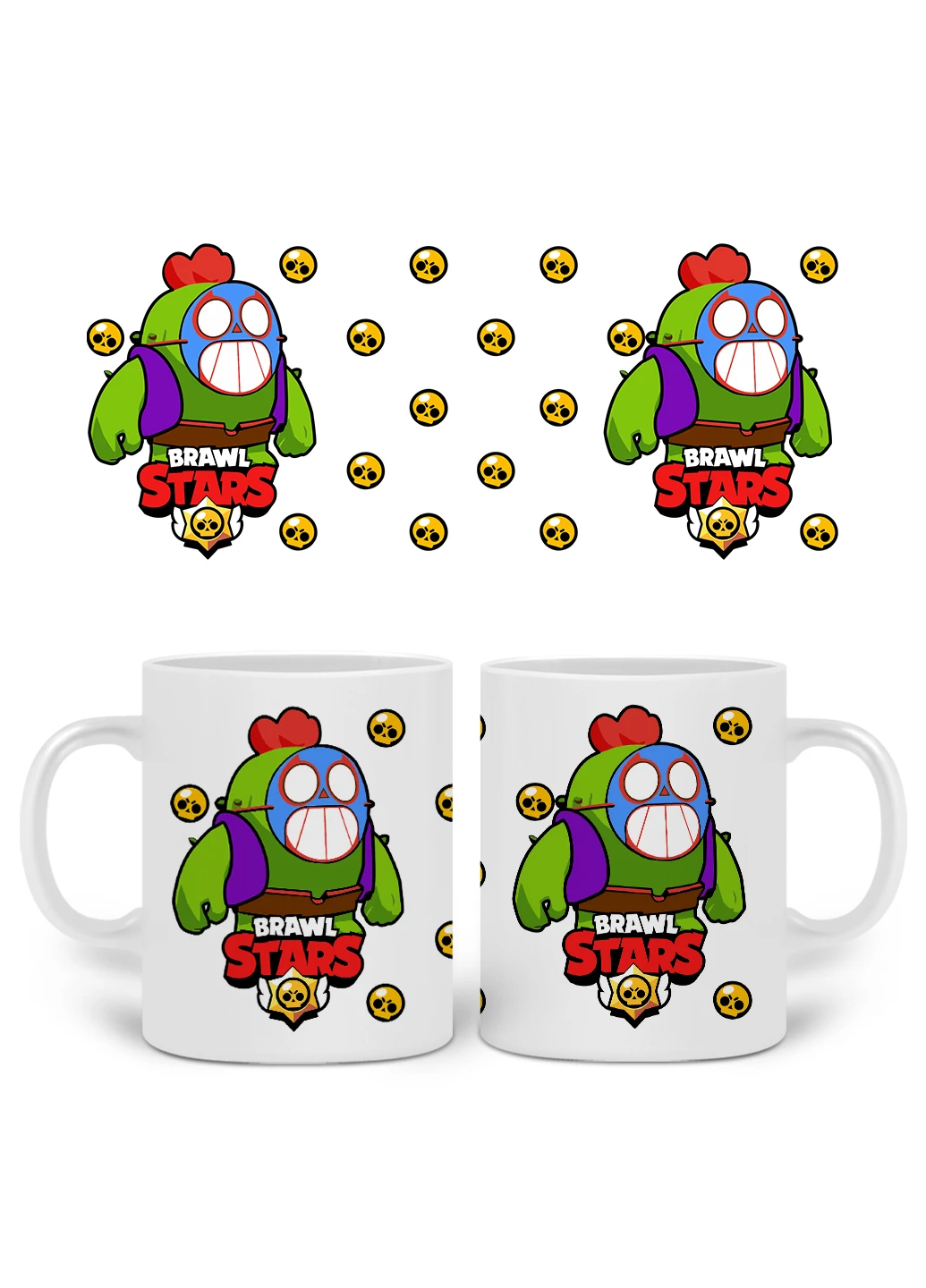 Кружка Спайк Бравл Старс значок Ель Прімо (Spike Brawl Stars with Pin El Primo) 330 мл горнятко керамічне (20259-2600) MobiPrint (219777405)