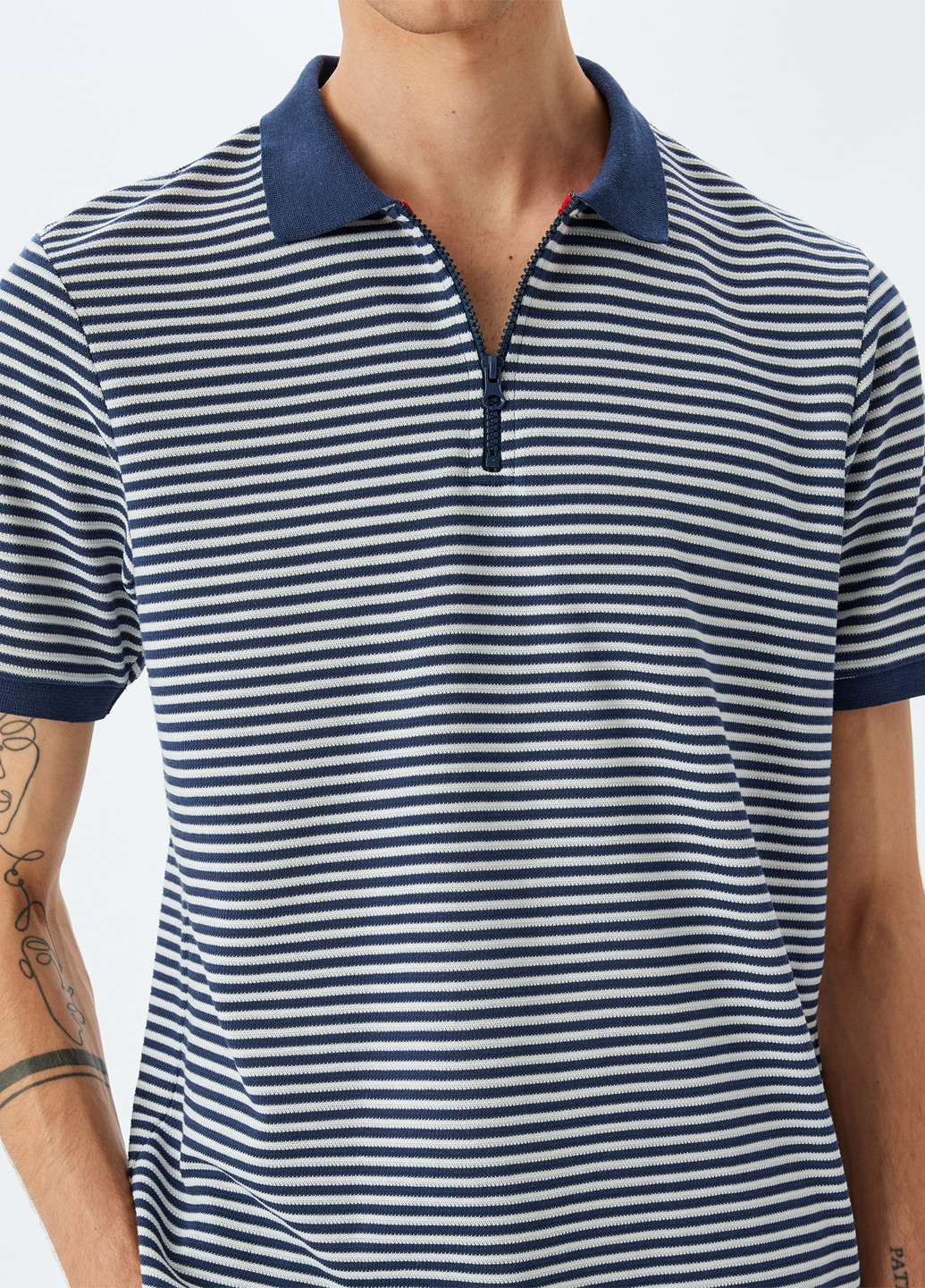 Темно-синяя футболка-поло для мужчин KOTON в полоску
