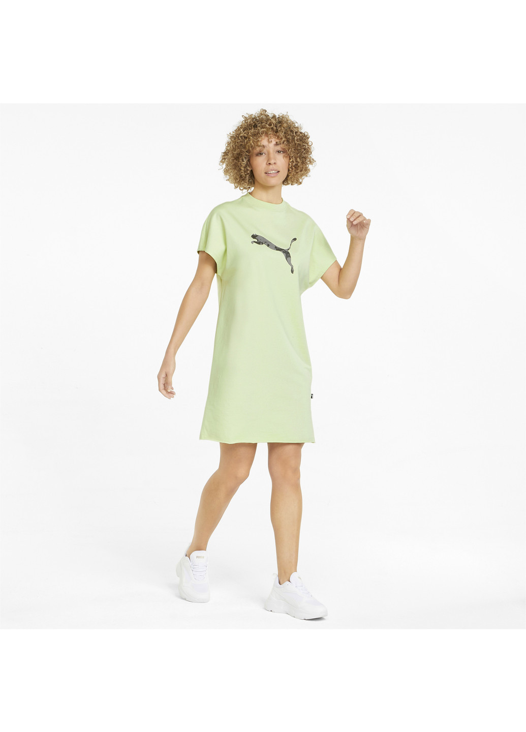 Платье Summer Graphic Women's Dress Puma однотонная зелёная спортивная хлопок, эластан