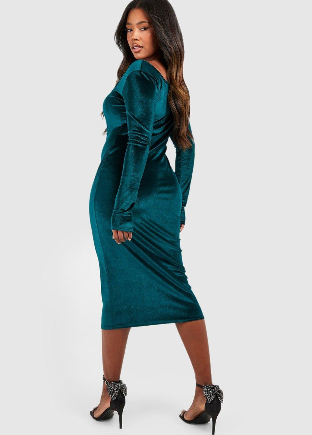 Смарагдова кежуал сукня Boohoo однотонна
