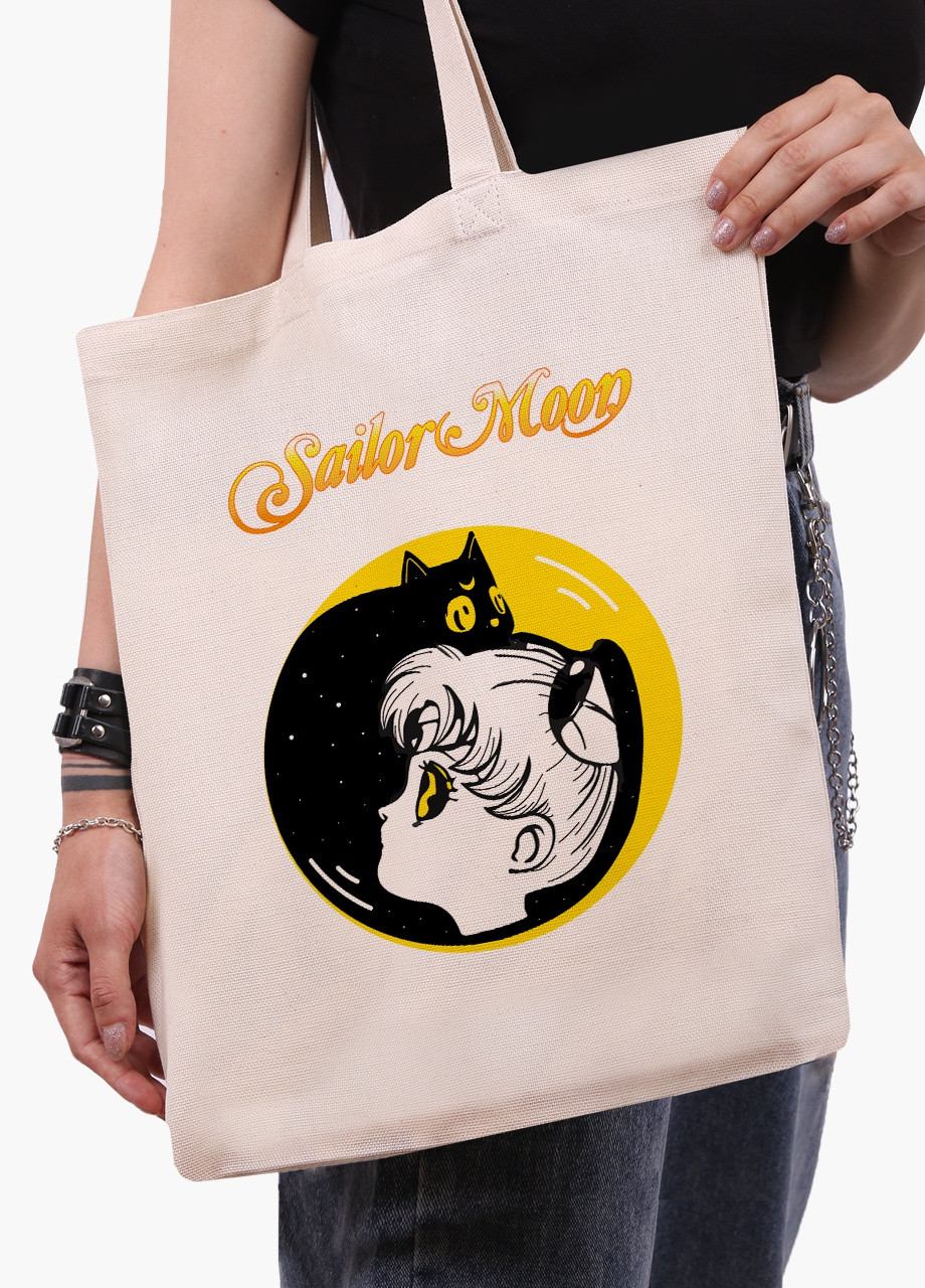 Эко сумка шоппер белая аниме Сейлор Мун (Sailor Moon) (9227-2660-WT-1) экосумка шопер 41*35 см MobiPrint (215977404)
