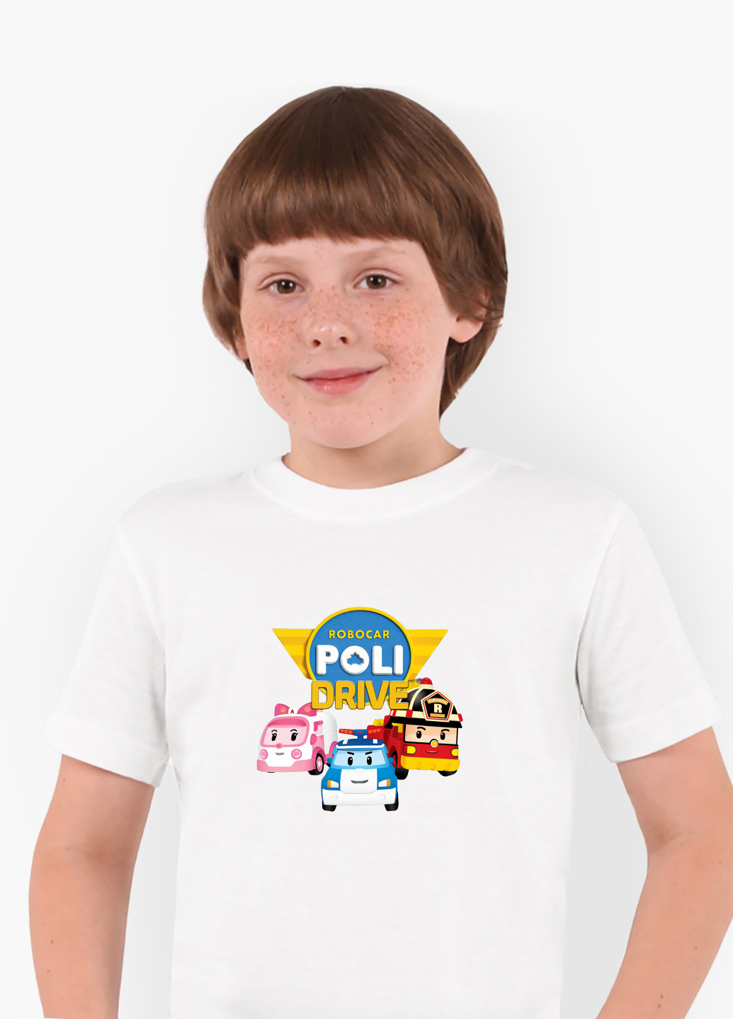 Белая демисезонная футболка детская робокар поли (robocar poli)(9224-1617) MobiPrint