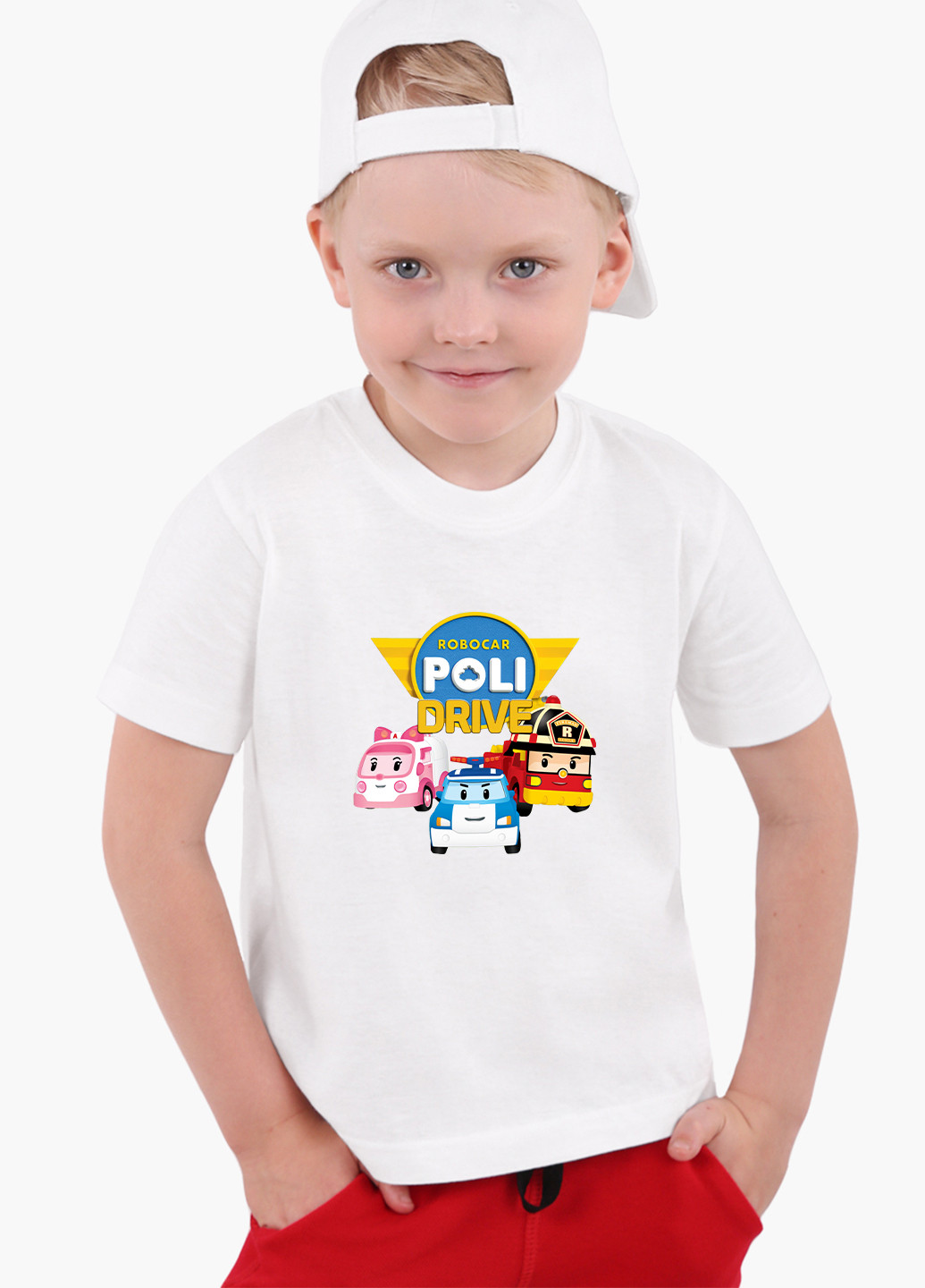 Біла демісезонна футболка дитяча робокар полі (robocar poli) (9224-1617) MobiPrint