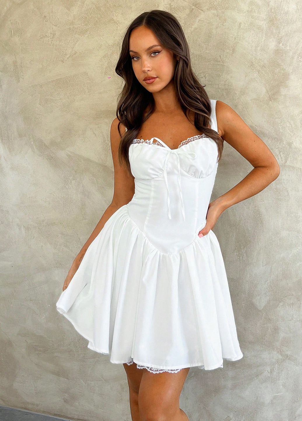 Білий кежуал сукня кльош SHEIN однотонна