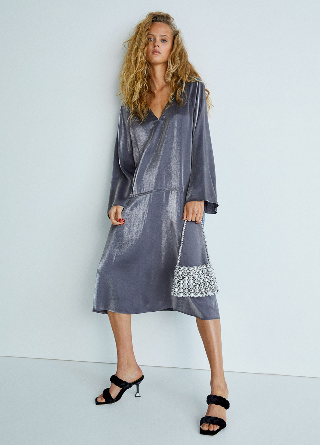 Темно-сіра вечірня сукня оверсайз H&M однотонна