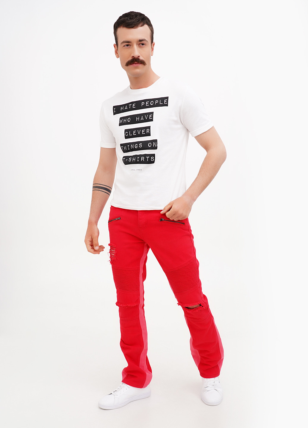 Красные демисезонные прямые джинсы Boohoo