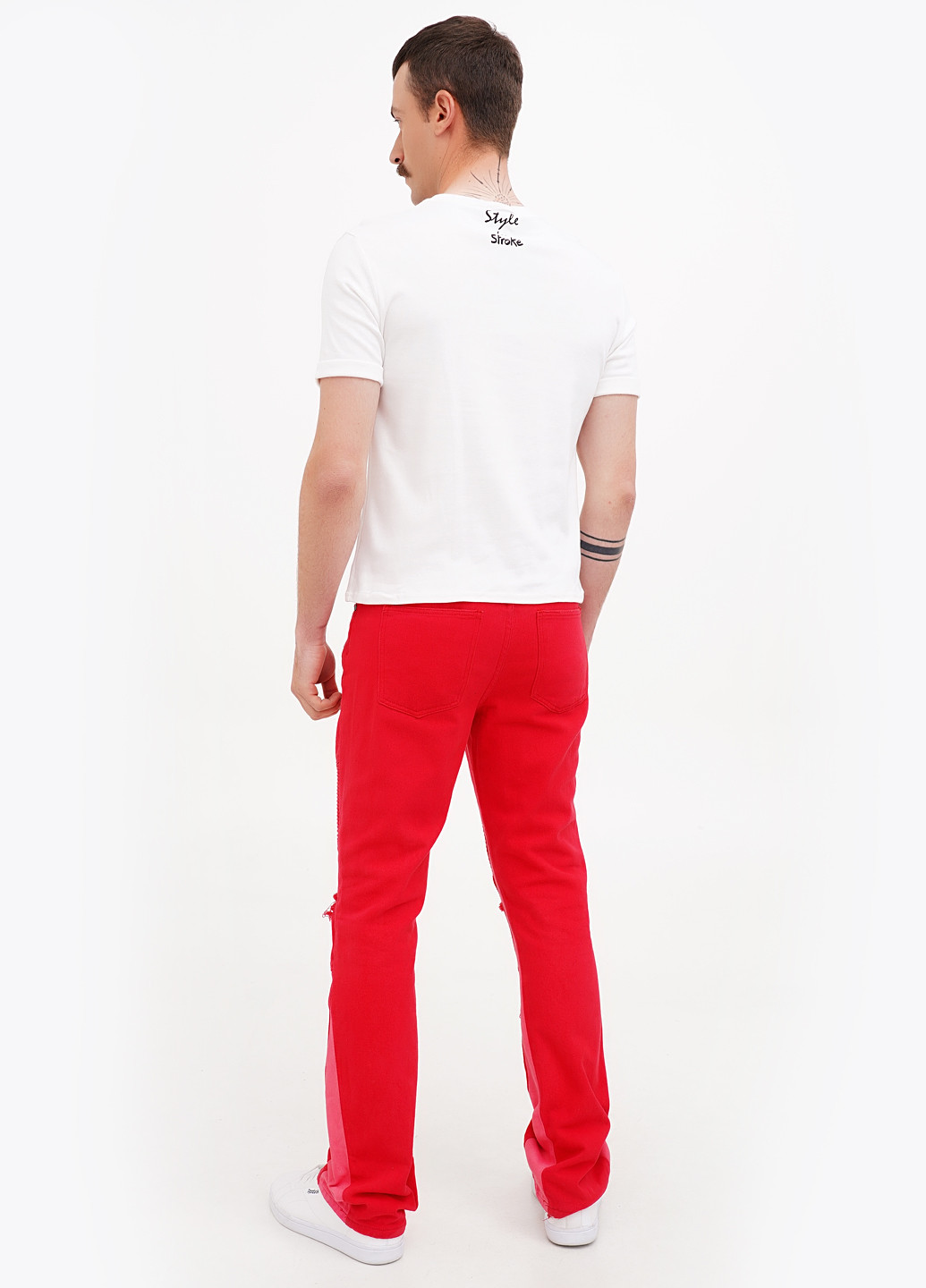 Красные демисезонные прямые джинсы Boohoo