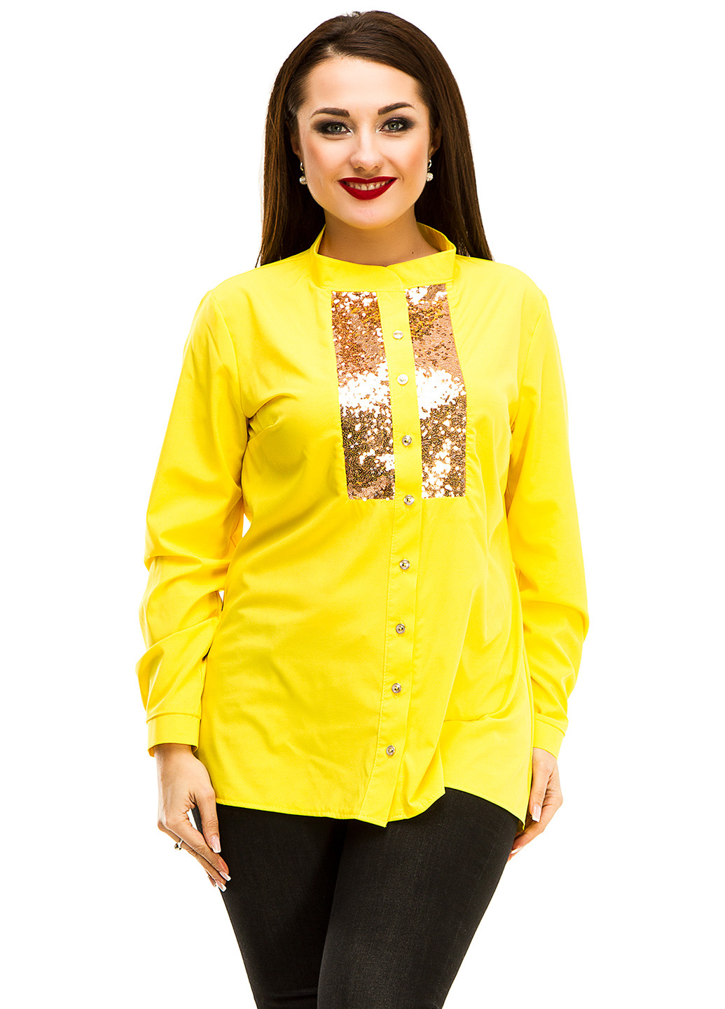 Жовта блуза з довгим рукавом Lady Style