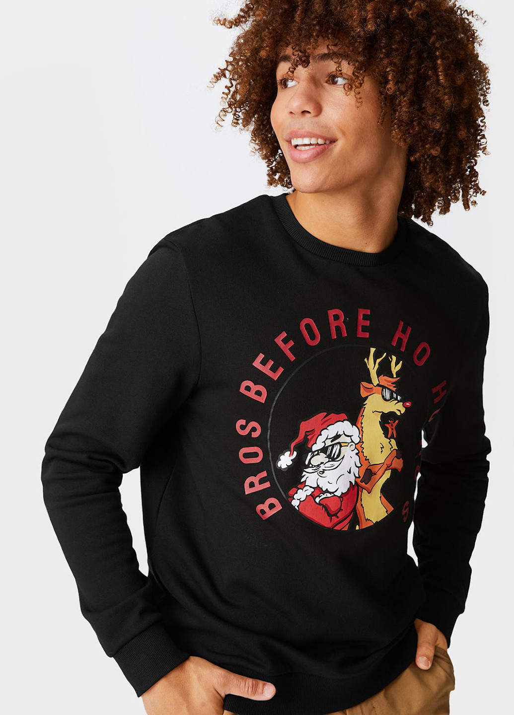 Черный свитшот C&A новогодний без декора (322984023)