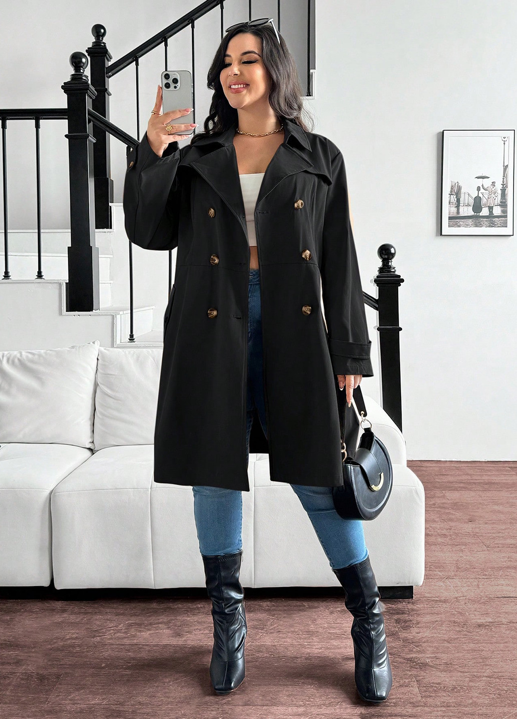 Плащ SHEIN на пуговицах демисезон (344465997)