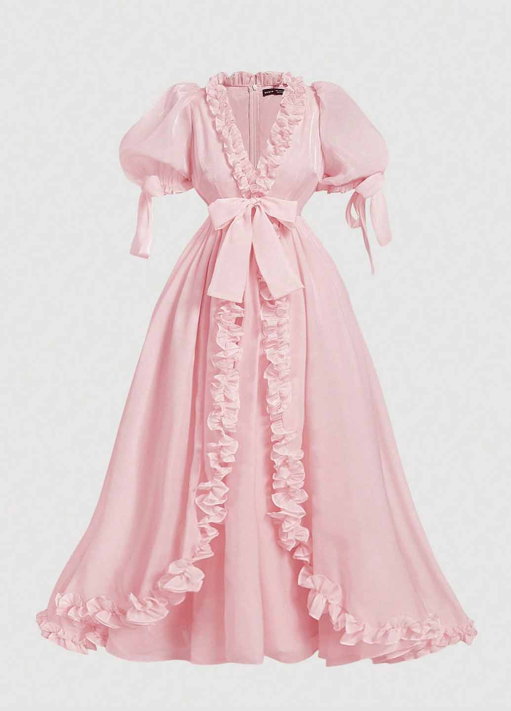 Розовое карнавальный, праздничный платье а-силуэт SHEIN однотонное