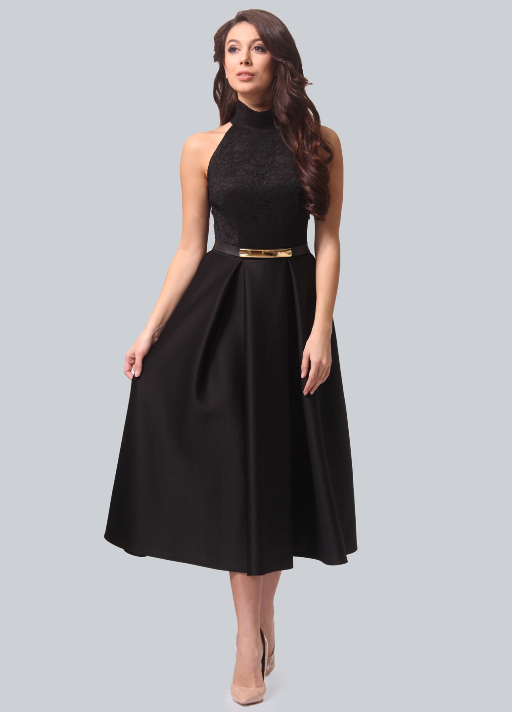 Черное коктейльное платье колокол Lila Kass однотонное