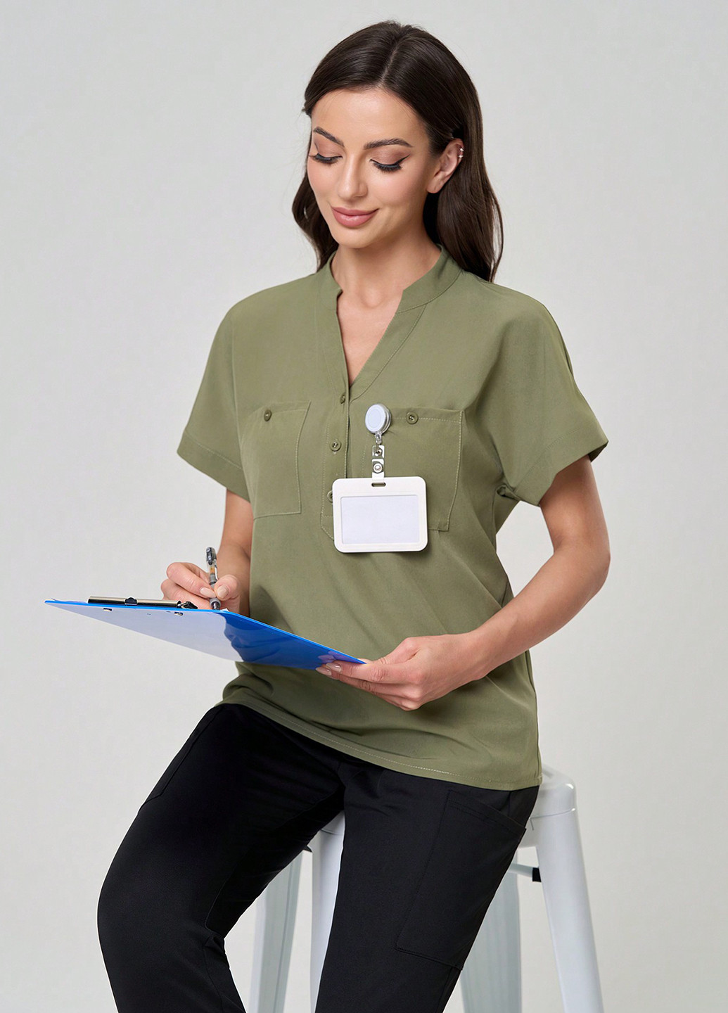 Хаки блуза SHEIN