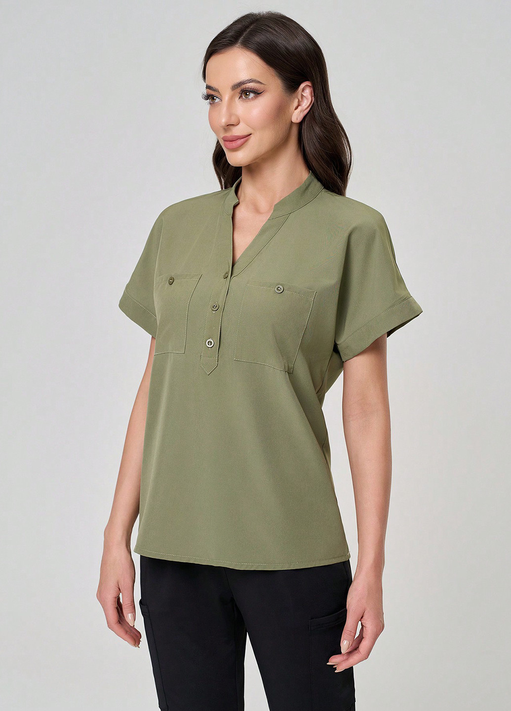 Хаки блуза SHEIN