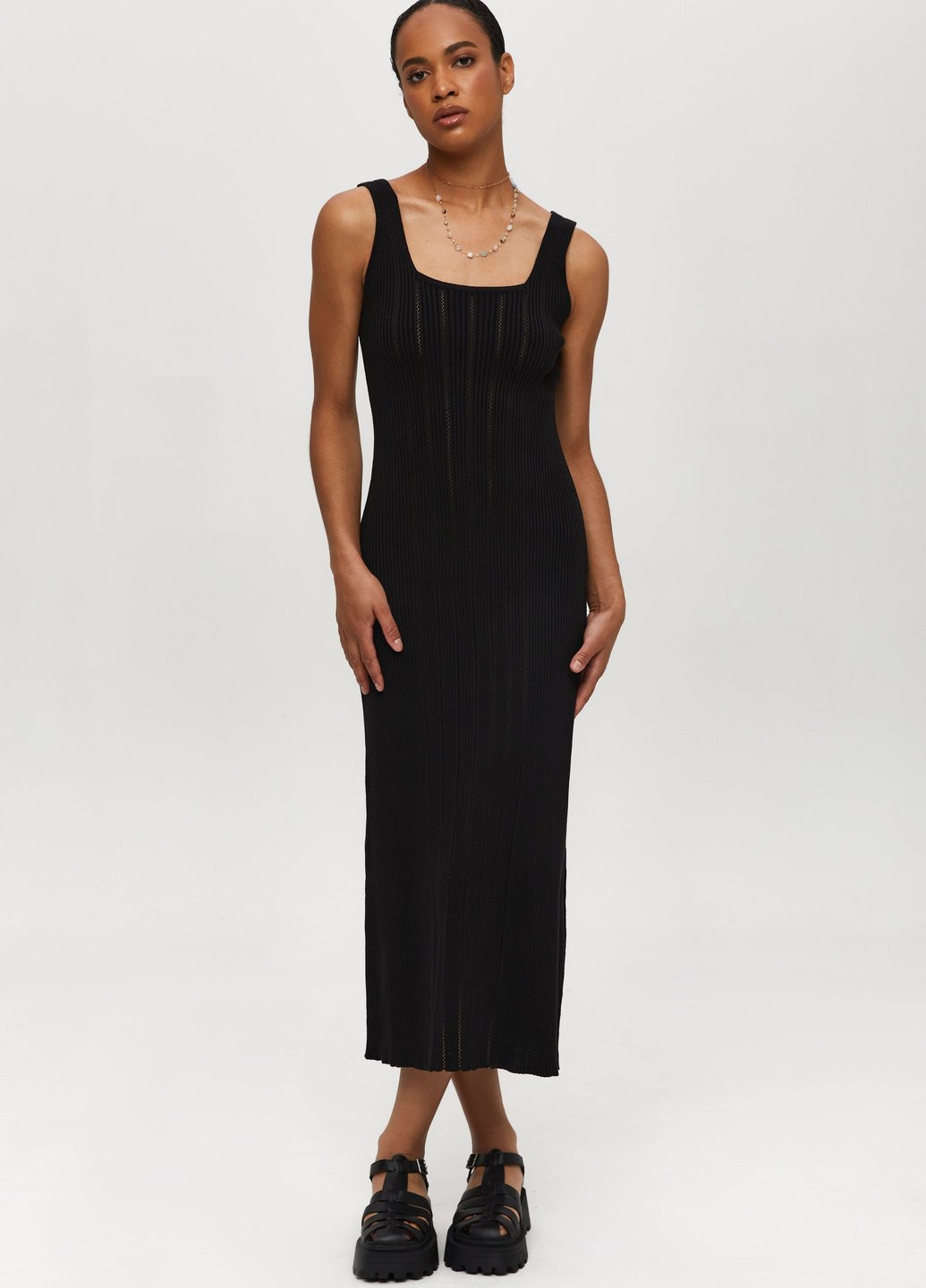 Черное кэжуал платье платье-майка Gepur однотонное