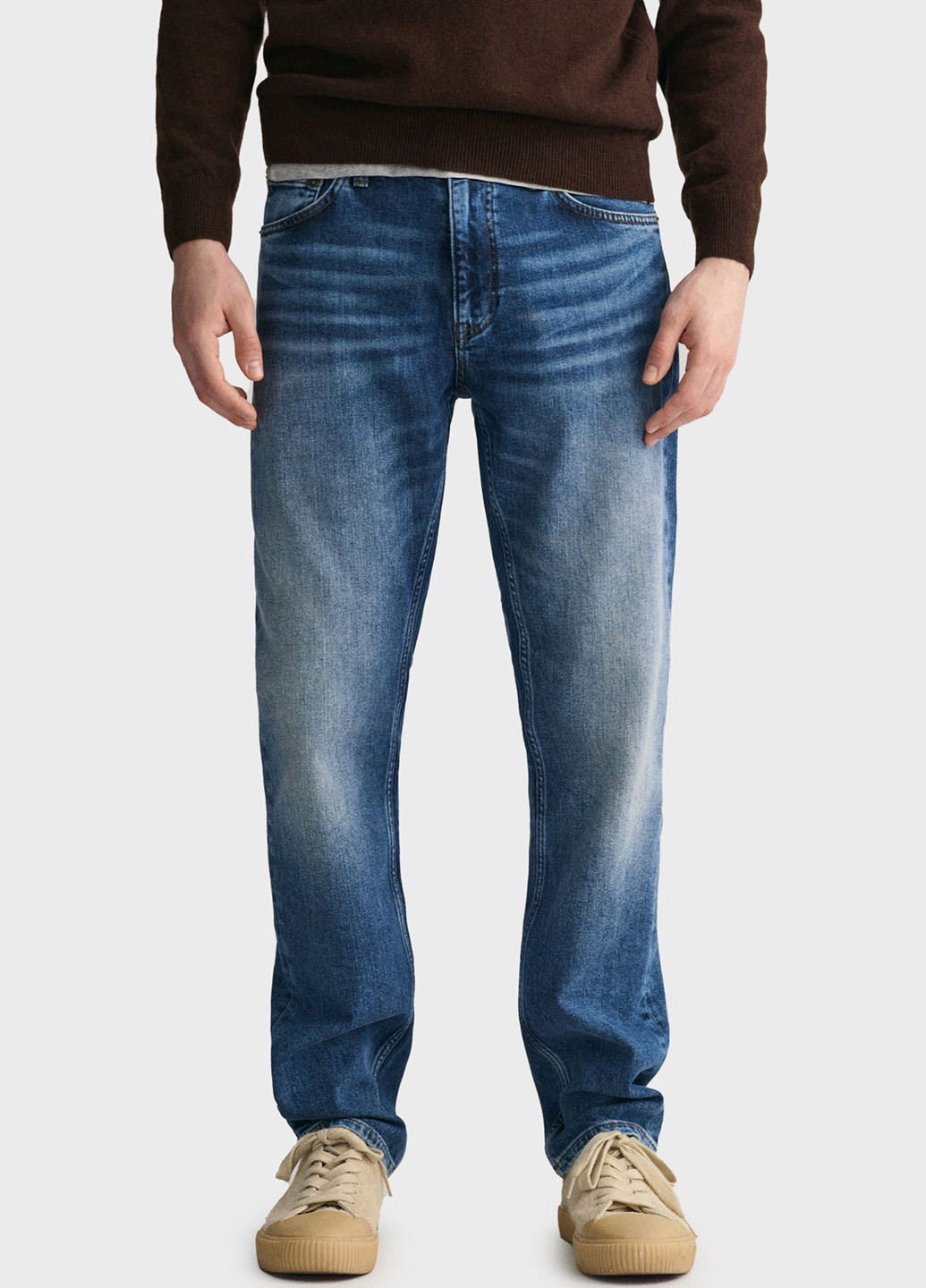 Синие демисезонные прямые джинсы Gant
