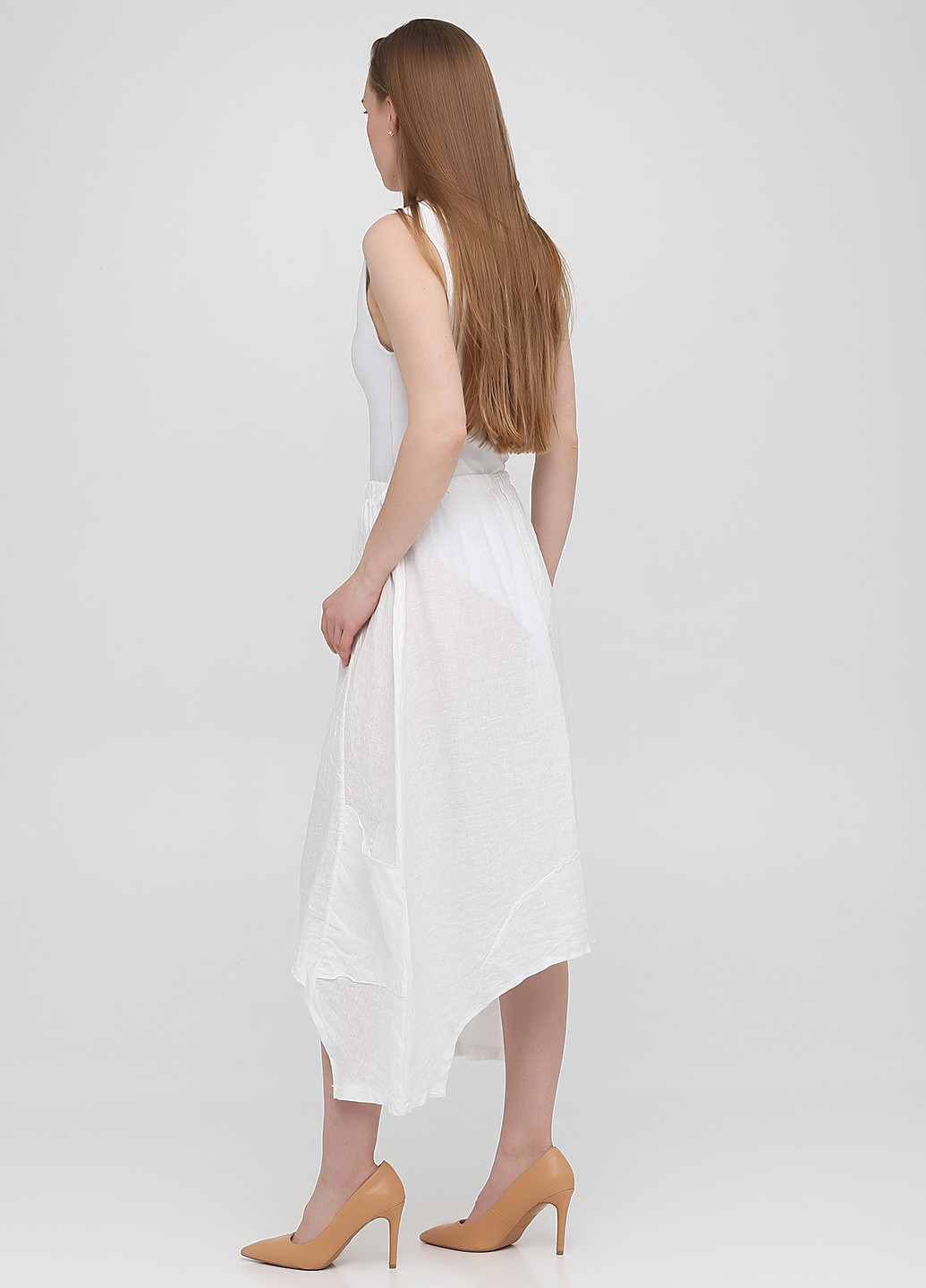 Белая кэжуал однотонная юбка Made in Italy а-силуэта (трапеция)