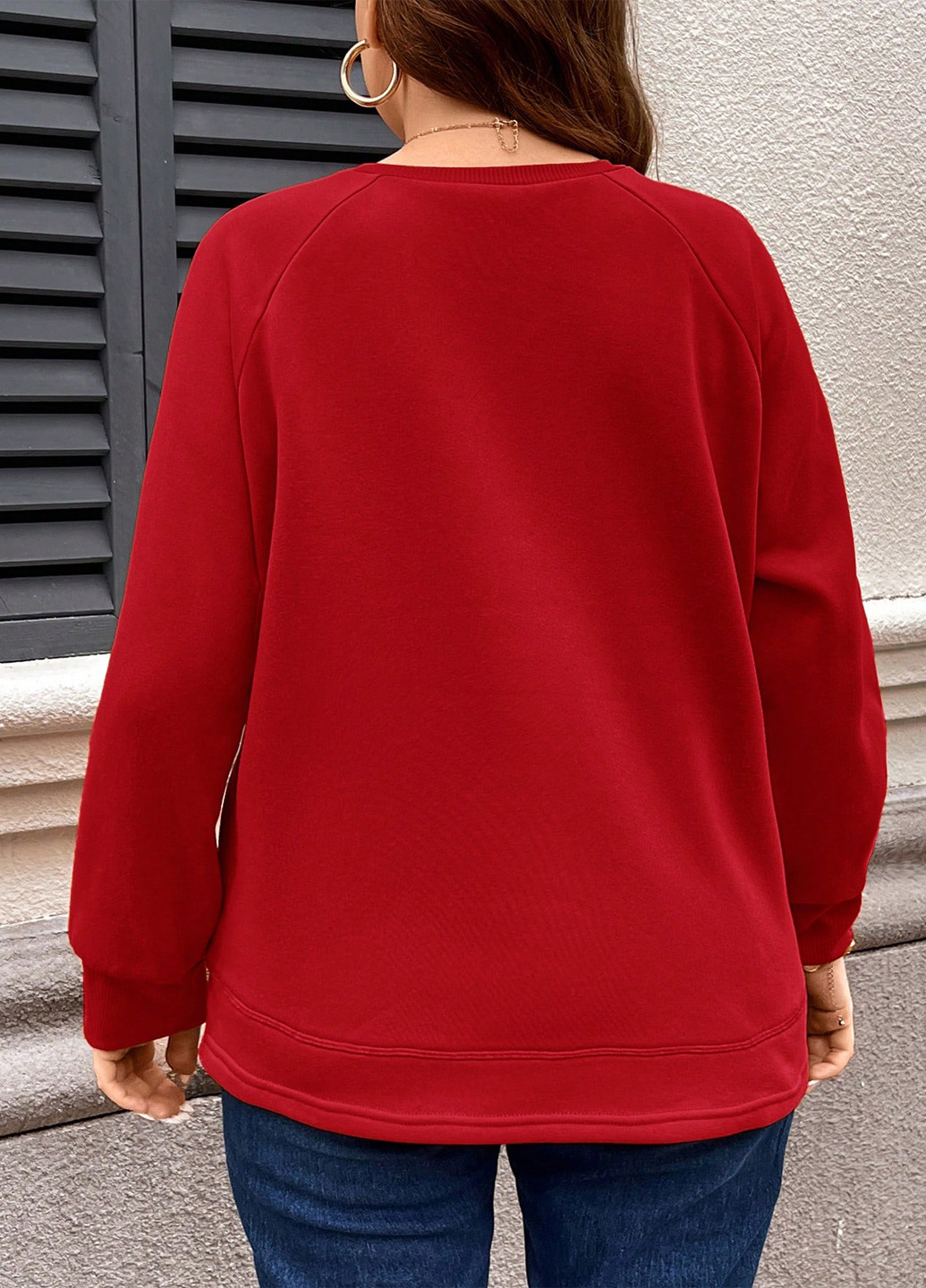 Червоний світшот SHEIN однотонний гудзики (365781890)