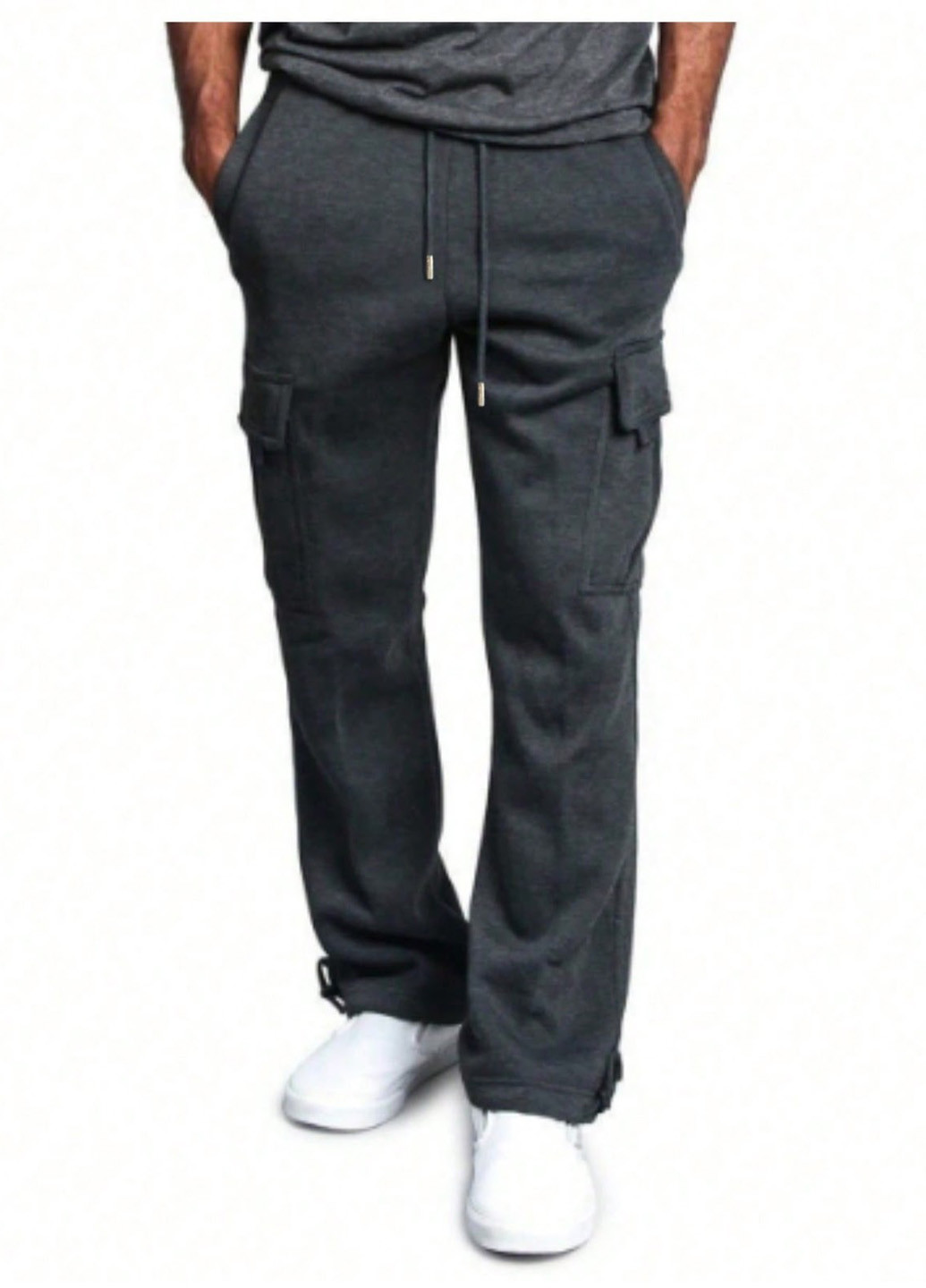 Графитовые кэжуал, спортивные демисезонные карго брюки SHEIN