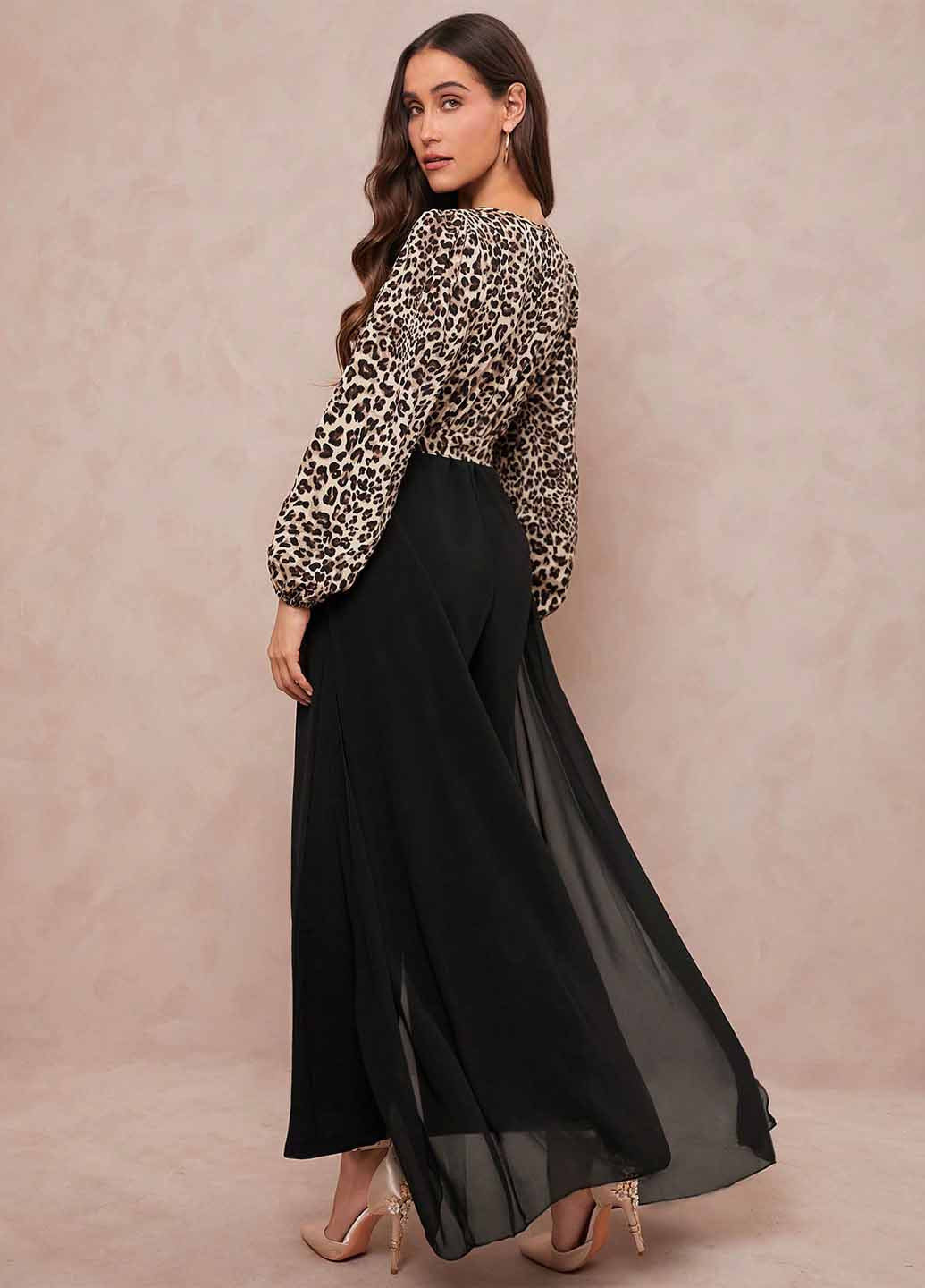 Комбинезон SHEIN комбинезон-брюки колор блок чёрный вечерний полиэстер